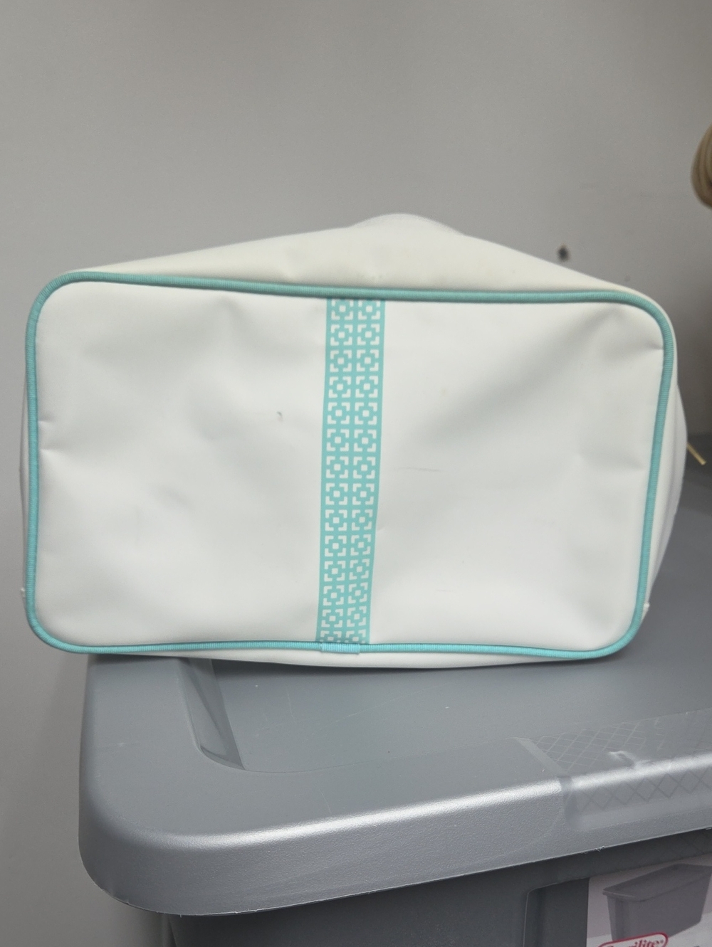 Estee Lauder White Cosmetic Bag with Mint Trim
